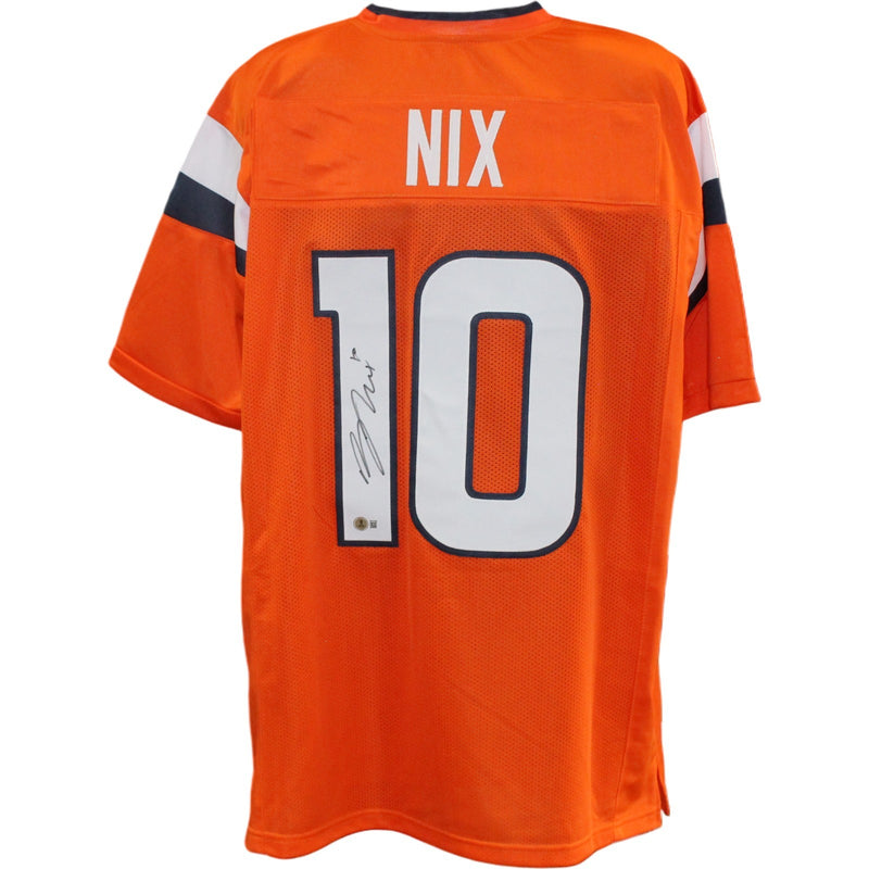 Bo Nix Autographed Pro Style Orange Jersey (Beckett Witnessed)