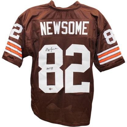 Ozzie Newsome Signed Pro Style Brown Jersey (HOF Inscription)