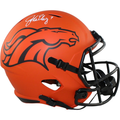 John Elway Signed Denver Broncos Full Size Replica Rave Helmet BAS Witnessed