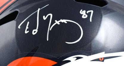 Ed McCaffrey Signed Denver Broncos Full Size White Speed Helmet