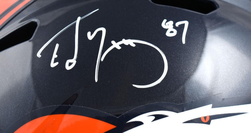 Ed McCaffrey Signed Denver Broncos Full Size White Speed Helmet