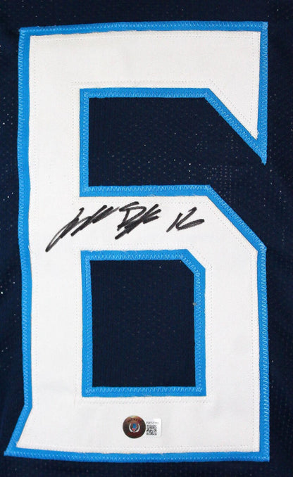 Treylon Burks Autographed Blue Custom Football Jersey