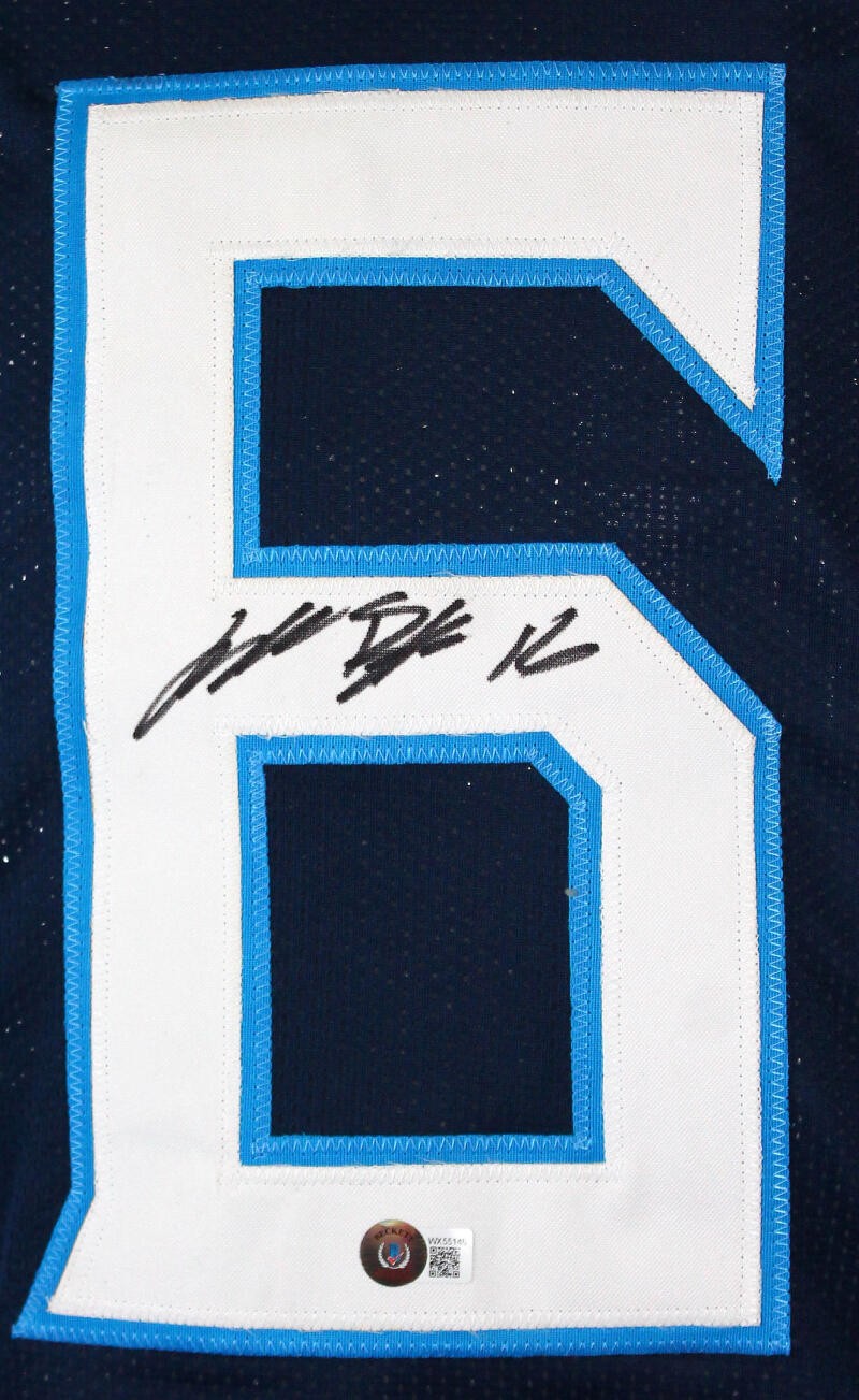 Treylon Burks Autographed Blue Custom Football Jersey