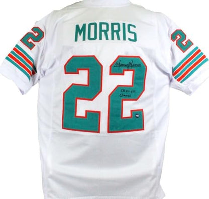Mercury Morris Signed White Custom Jersey - SB Champs Inscription