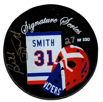 Billy Smith Signed New York Islanders Signature Series Puck LE /100 BAS