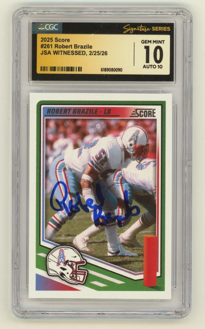 Robert Brazile Signed Houston Oilers 2025 Score Card #261 CGC 10 Auto