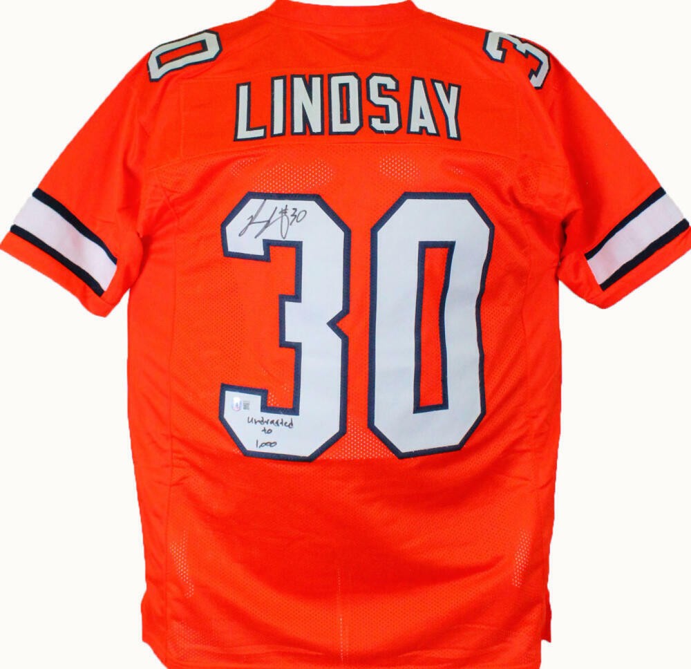 Phillip Lindsay Signed Color Rush Jersey with "Undrafted to 1,000" Inscription