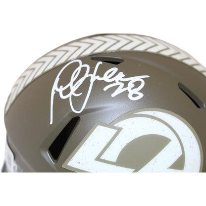 Marshall Faulk Signed Los Angeles Rams Salute to Service Mini Helmet