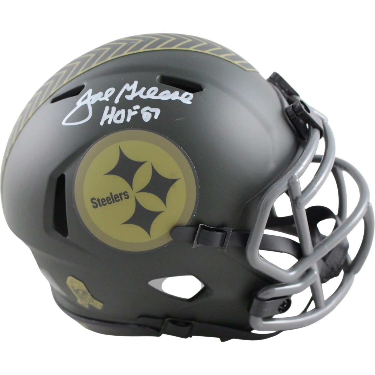 Joe Greene Signed Pittsburgh Steelers 2025 Salute to Service Mini Helmet HOF