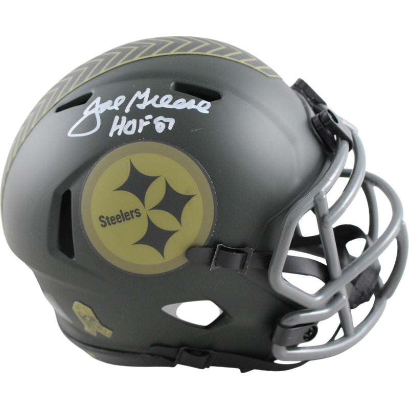 Joe Greene Signed Pittsburgh Steelers 2025 Salute to Service Mini Helmet HOF