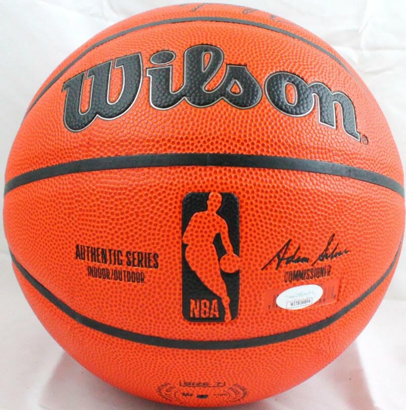 Clyde Drexler & Hakeem Olajuwon Signed Wilson NBA Basketball - Black