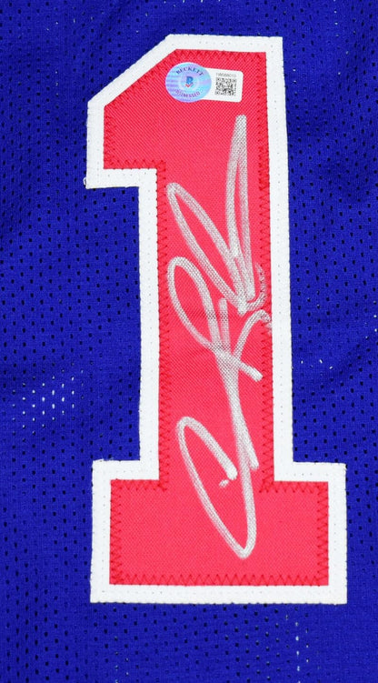 Dennis Rodman Signed Blue Custom Basketball Jersey