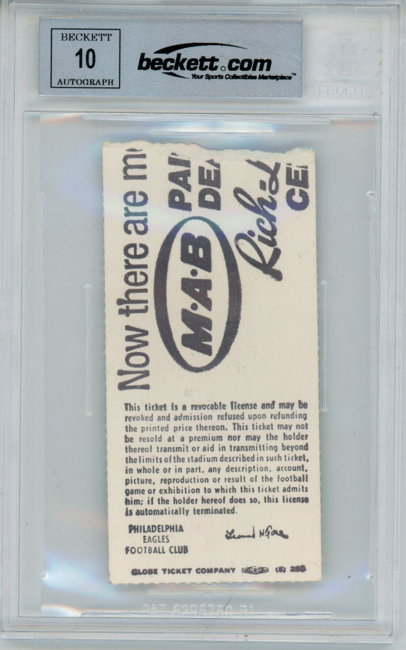 Tony Dorsett Autographed 1977 vs Eagles Ticket Stub Beckett Slabbed