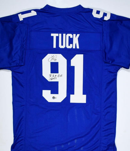 Justin Tuck Autographed New York Giants Custom Jersey "2x SB Champs"