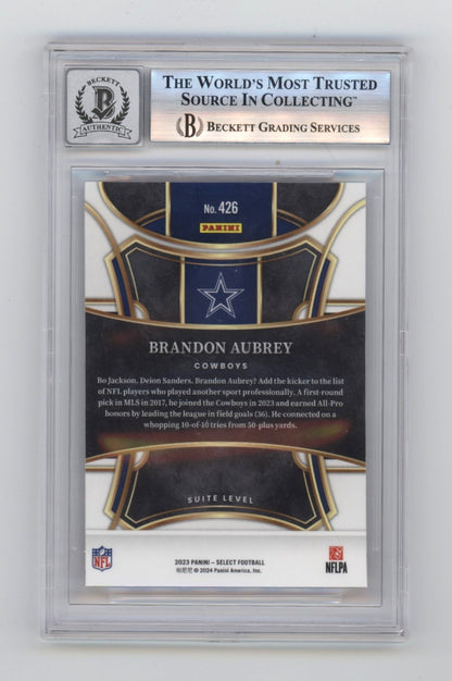 Brandon Aubrey 2023 Panini Select Suite Level RC Signed BGS 10 Auto Card