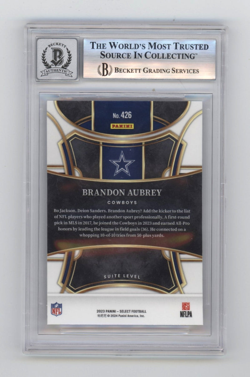 Brandon Aubrey 2023 Panini Select Suite Level RC Signed BGS 10 Auto Card