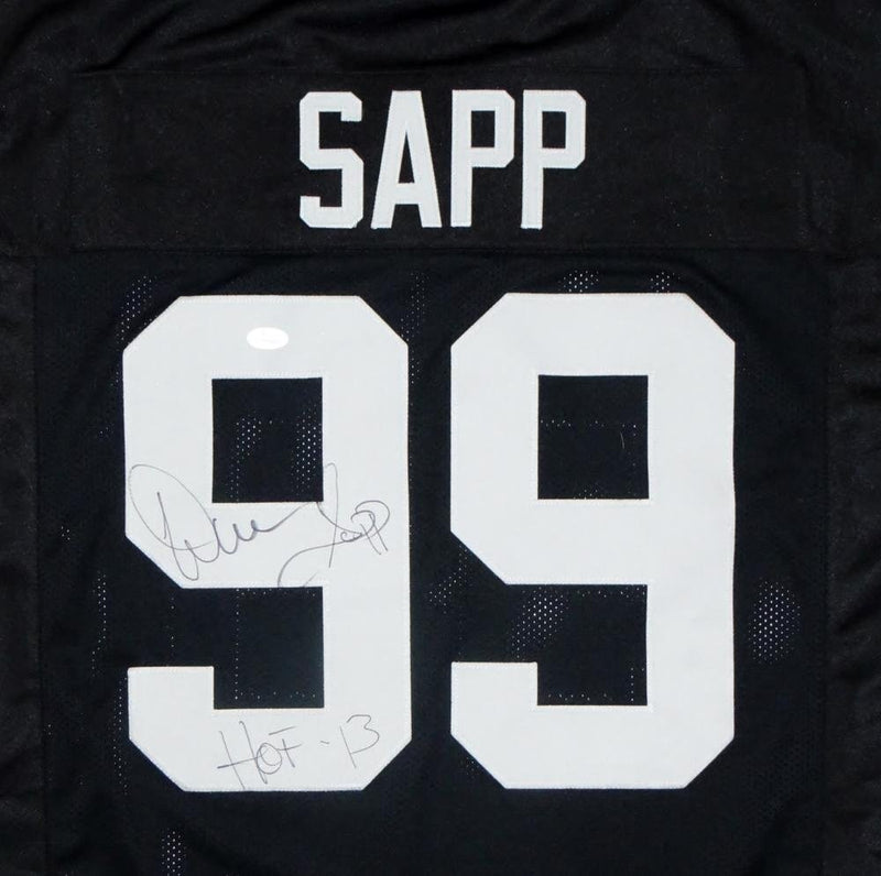 Warren Sapp Signed Black Custom Football Jersey (HOF Inscription)