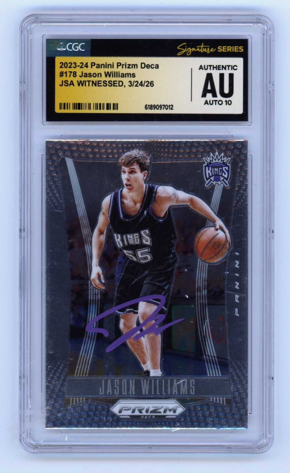Jason Williams Signed 2023-24 Panini Prizm Deca Card - CGC 10 Auto
