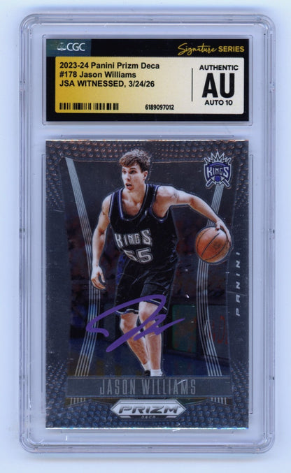 Jason Williams Signed 2023-24 Panini Prizm Deca Card - CGC 10 Auto