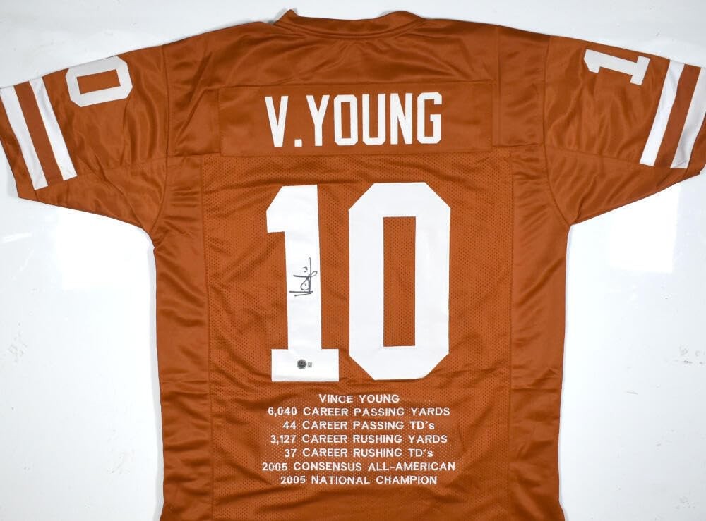 Vince Young Autographed Orange Custom Football Jersey
