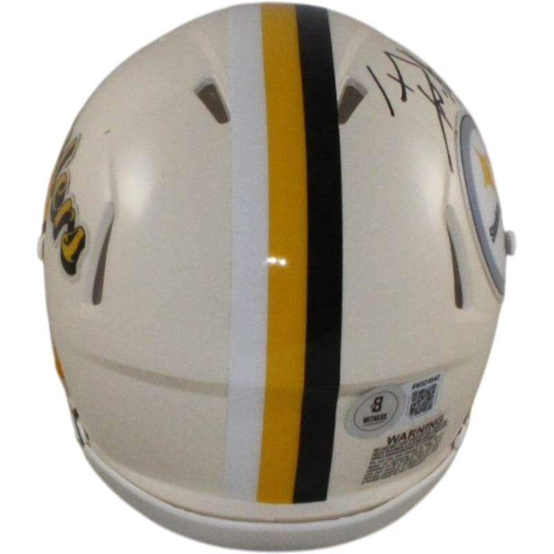 TJ Watt Autographed Pittsburgh Steelers Retro Mini Helmet (Beckett Witness)