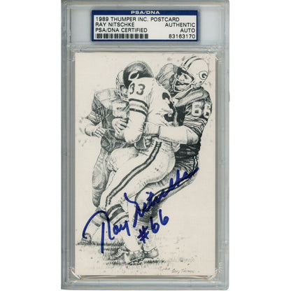 Ray Nitschke Signed Green Bay Packers Postcard - PSA Slabbed
