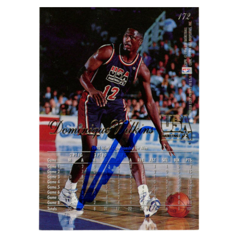 Dominique Wilkins Autographed 1994 Flair #172 Trading Card - Signed on Back