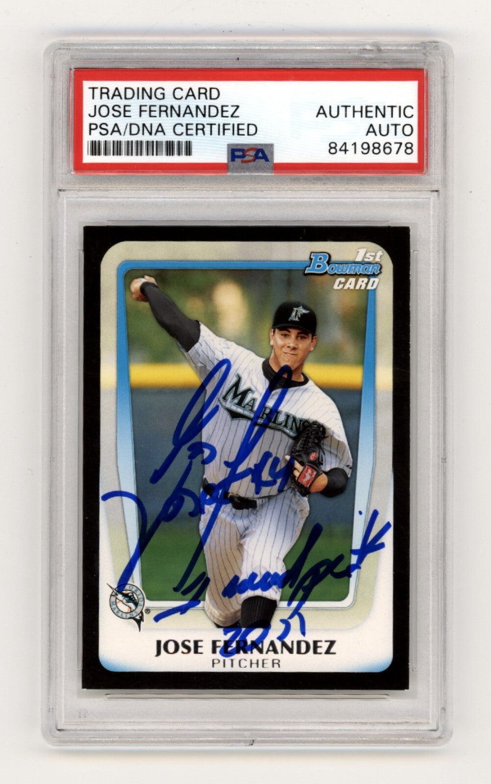Jose Fernandez Signed 2011 Bowman Draft Rookie Card - PSA Authentic