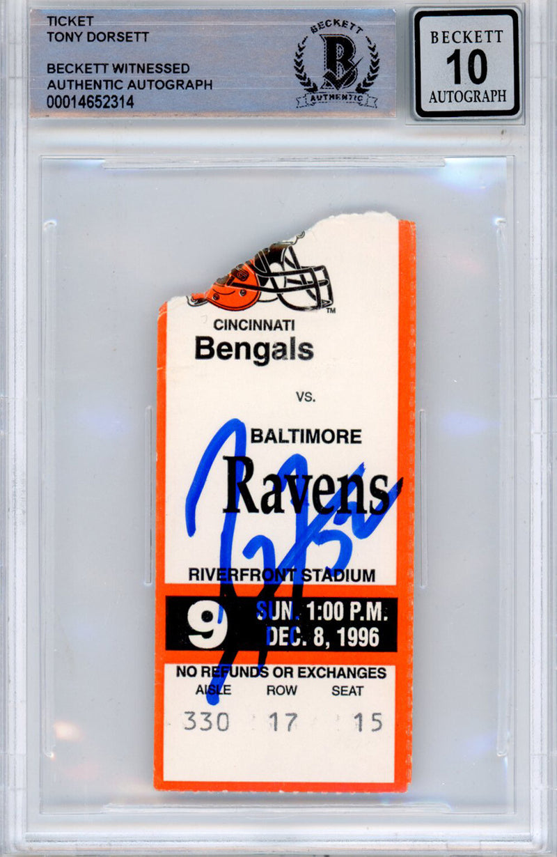 Ray Lewis Autographed 12/8/1996 Ravens vs Bengals Ticket Stub Beckett Slab