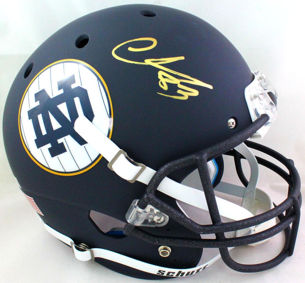 Chase Claypool Signed Notre Dame Fighting Irish Blue Alternate Full Size Helmet