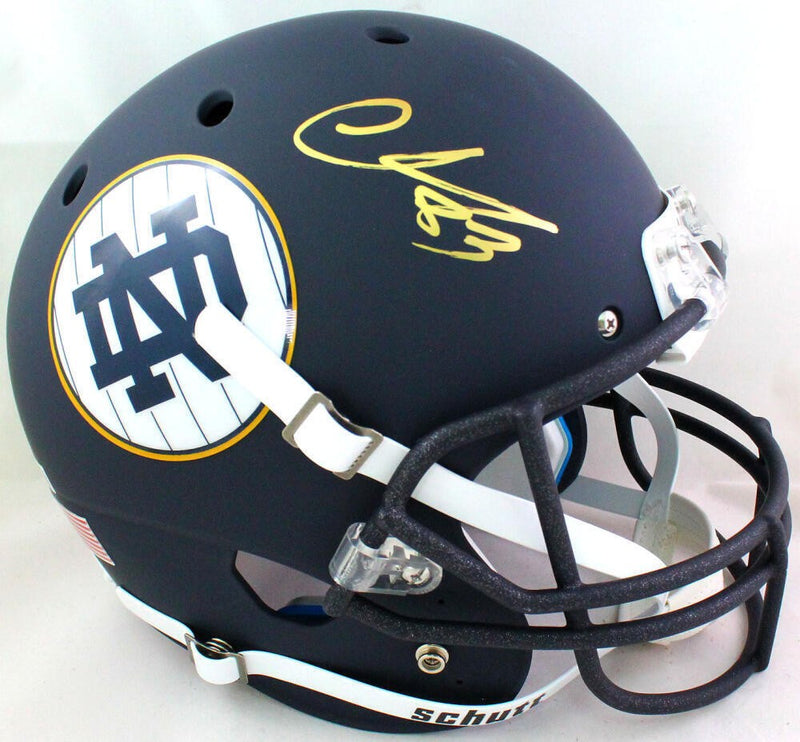 Chase Claypool Signed Notre Dame Fighting Irish Blue Alternate Full Size Helmet