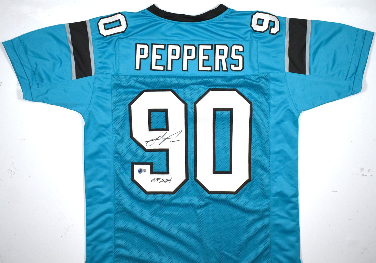 Julius Peppers Signed Teal Custom Jersey with HOF Inscription