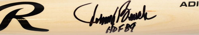 Johnny Bench Autographed Blonde Rawlings Pro Baseball Bat (HOF Inscription)