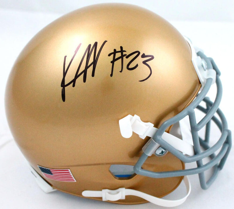 Kyren Williams Signed Notre Dame Fighting Irish Black Schutt Mini Helmet