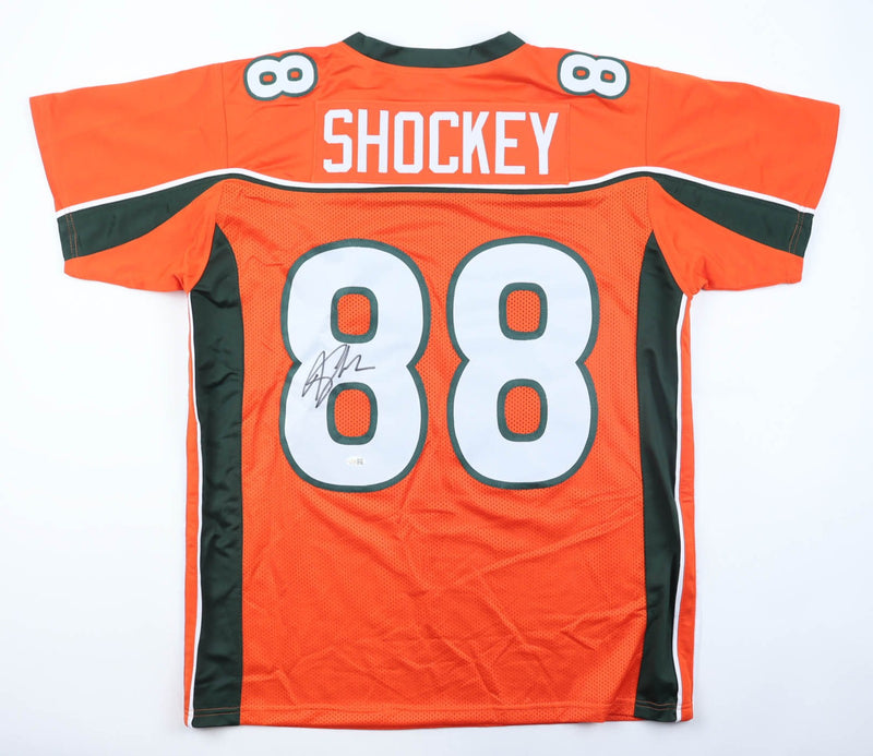 Jeremy Shockey Autographed Miami Hurricanes Custom Jersey (Orange)