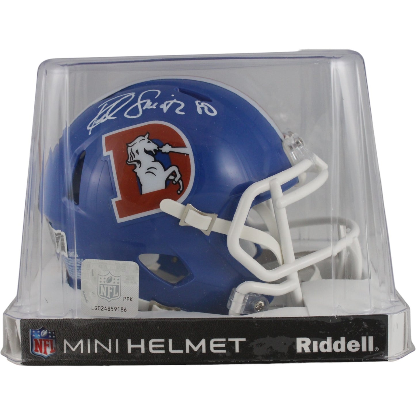 Rod Smith Autographed Denver Broncos Throwback Mini Helmet (BAS Witnessed)