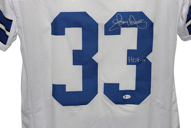 Tony Dorsett Autographed Dallas Cowboys Custom Jersey (HOF Inscription)