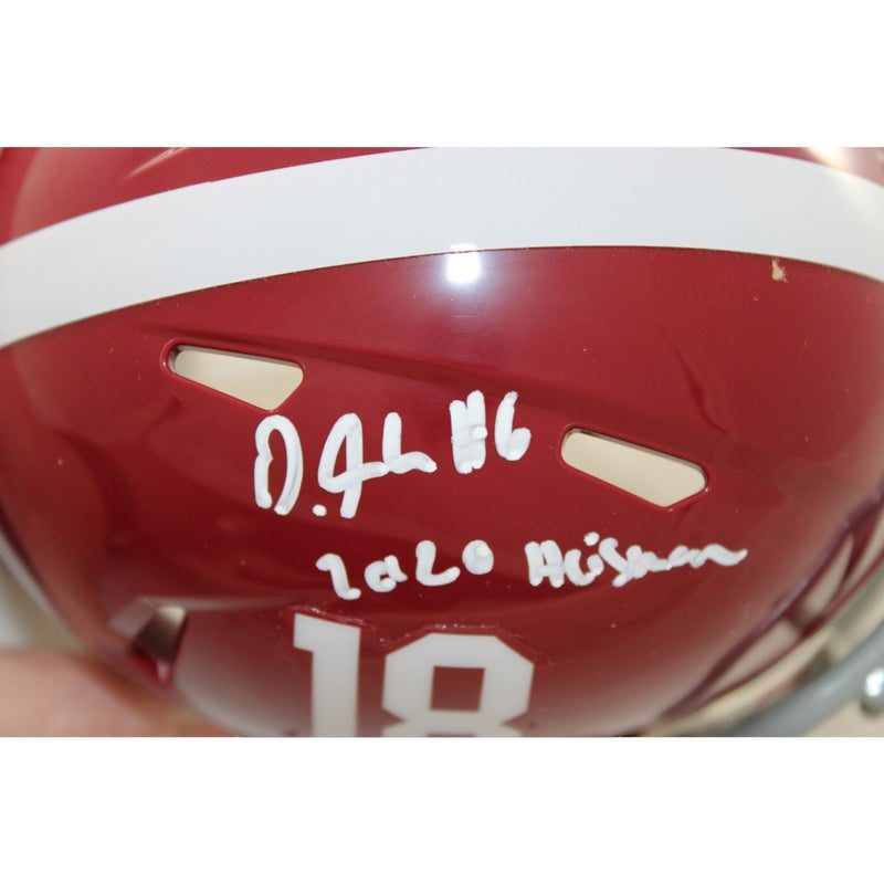 Devonta Smith Signed Alabama Crimson Tide Mini Helmet - Heisman Inscription