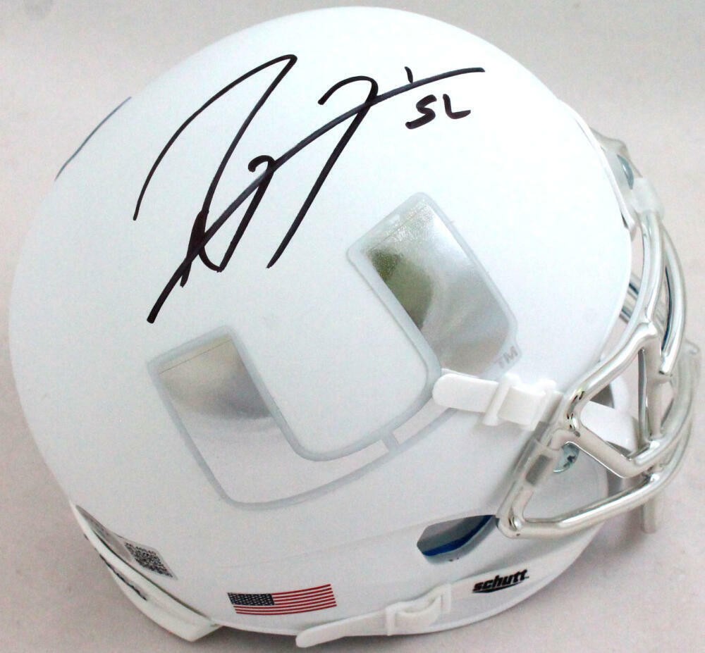 Ray Lewis Signed Miami Hurricanes White Schutt Mini Helmet