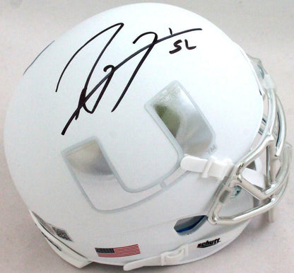 Ray Lewis Signed Miami Hurricanes White Schutt Mini Helmet