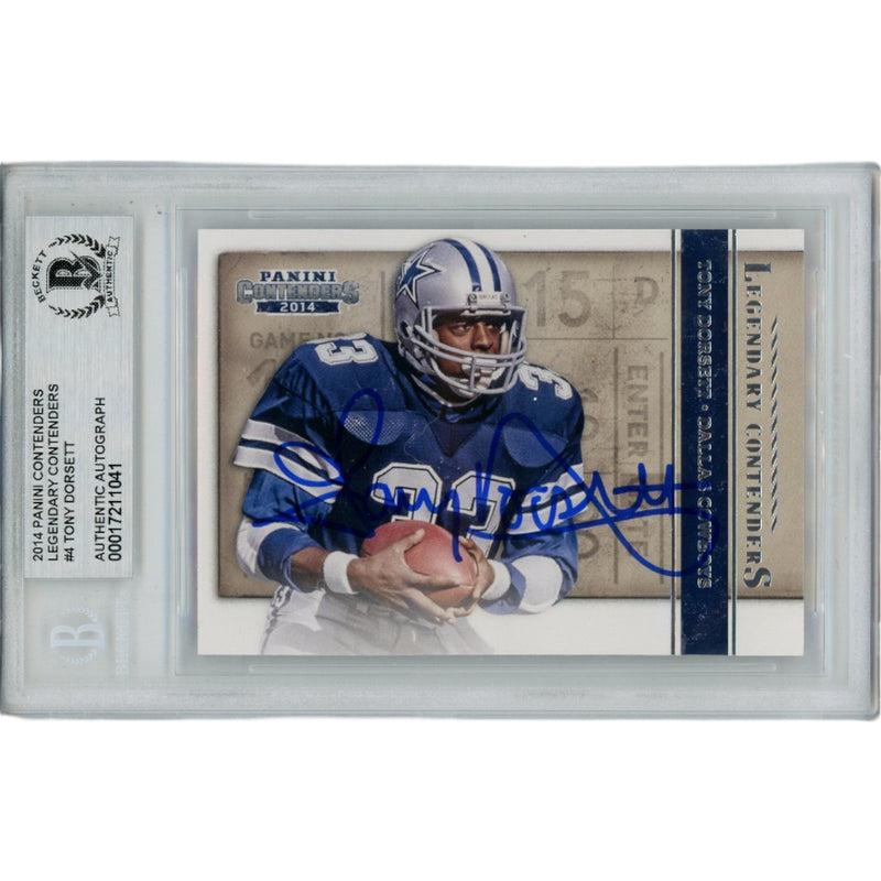 Tony Dorsett Dallas Cowboys Autographed 2014 Contenders Card - Slabbed BAS