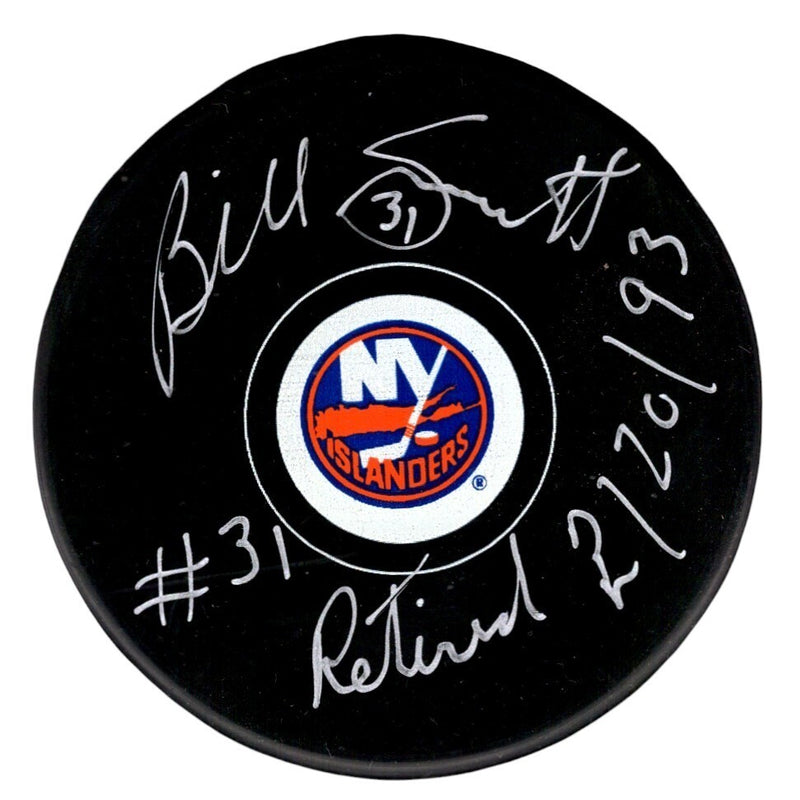 Billy Smith Signed New York Islanders Hockey Puck Inscribed PSA COA