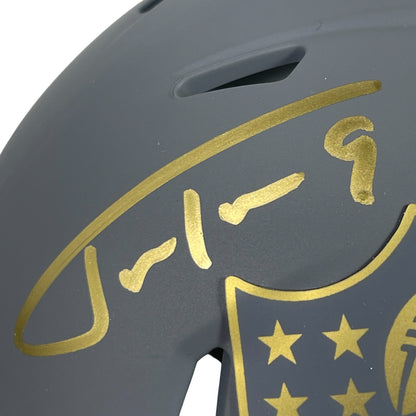 Justin Tucker & Brandon Aubrey Signed NFL Shield Slate Speed Mini Helmet
