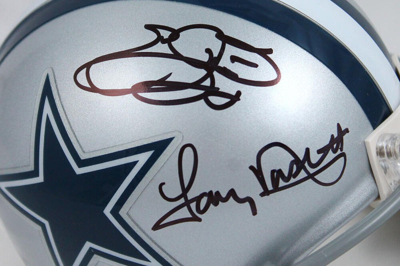 Emmitt Smith & Tony Dorsett Signed Dallas Cowboys Mini Helmet