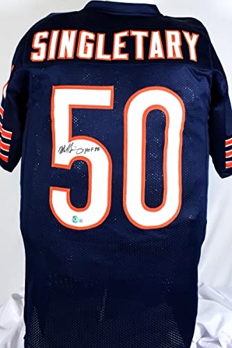 Mike Singletary Autographed Blue Custom Jersey - HOF 98 Inscription