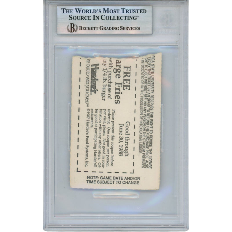 Deion Sanders Autographed Florida State Seminoles 1987 Ticket Stub (BAS)