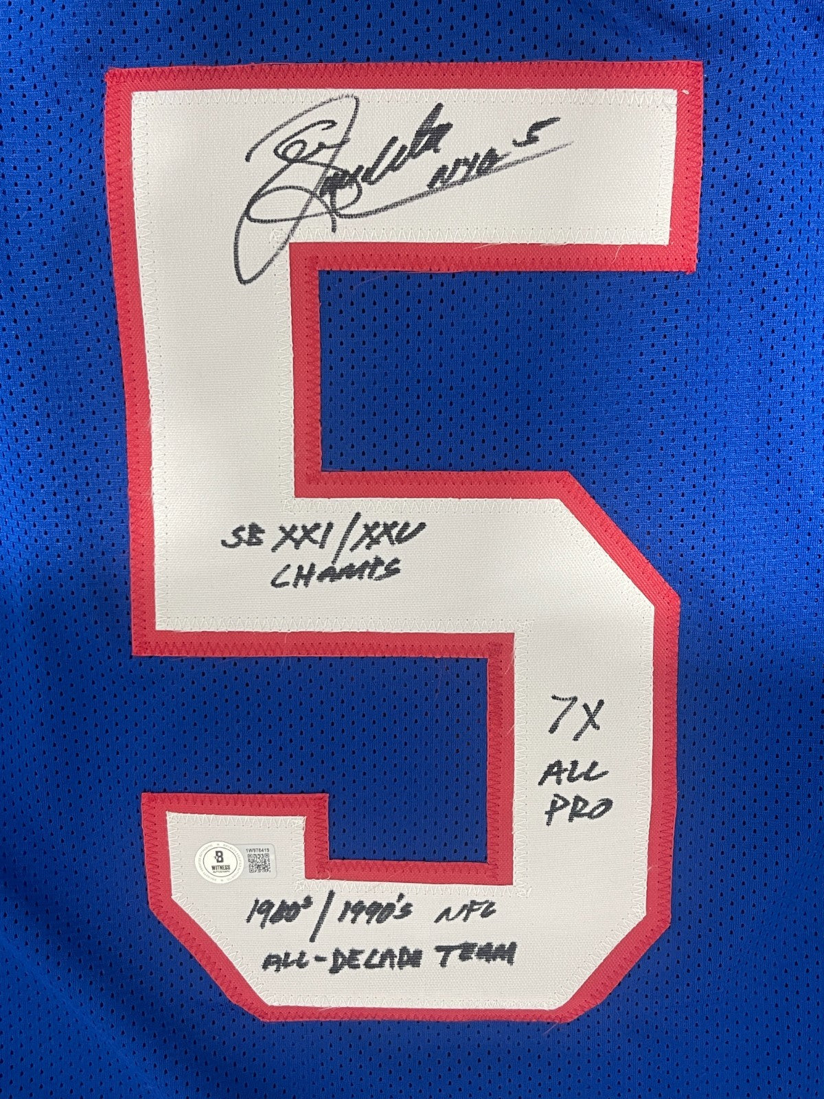 Sean Landeta Signed New York Giants Custom Football Jersey (Beckett COA)