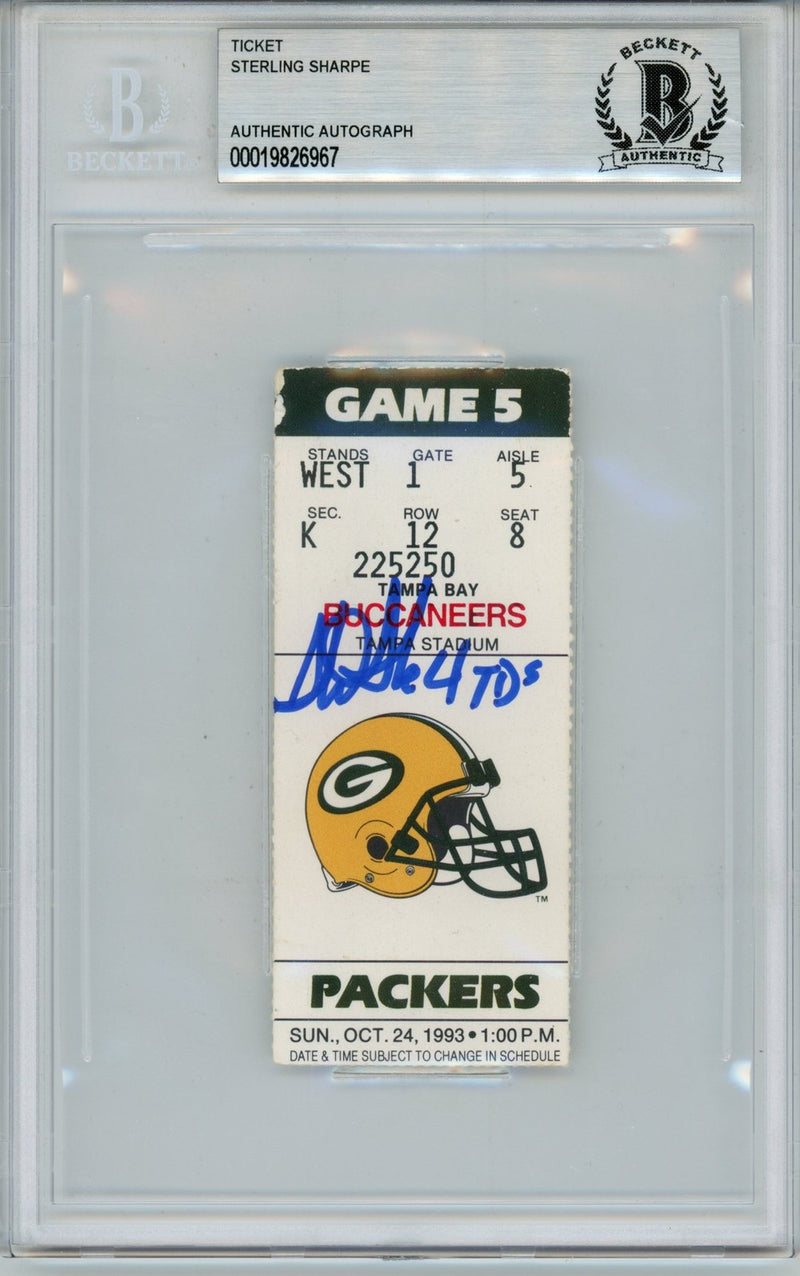 Sterling Sharpe Signed Green Bay Packers Ticket - 10/24/1993
