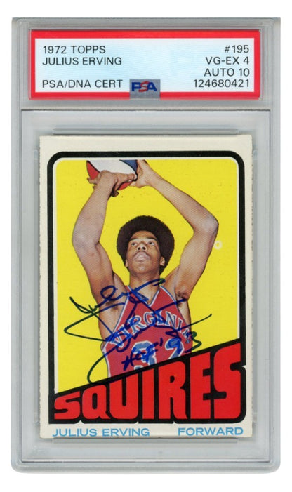 Julius Erving Autographed 1972 Topps #195 Virginia Squires Card PSA 4 HOF