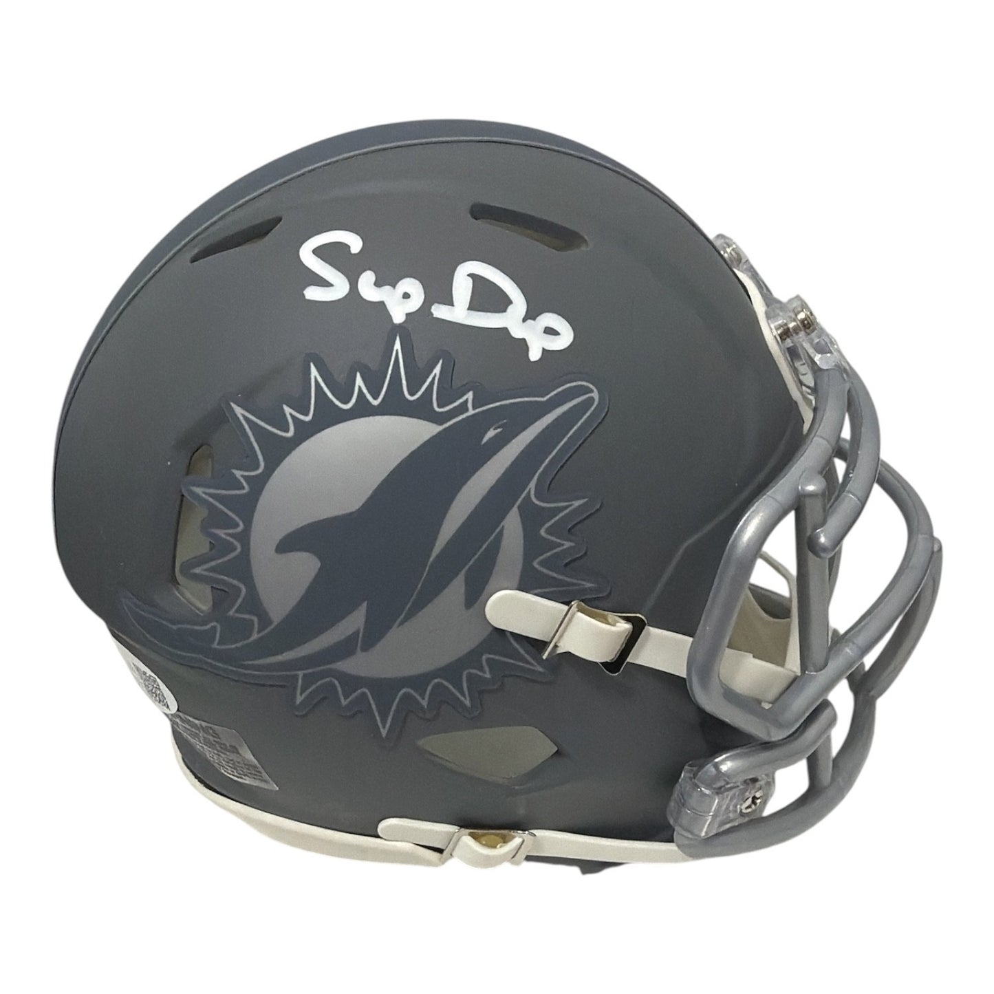 Mark Duper Signed Miami Dolphins Slate Mini Helmet